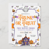 Uitnodiging voor Kerk Halloween 'Trunk or Treat' (Voorkant)