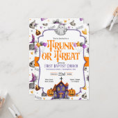 Uitnodiging voor Kerk Halloween 'Trunk or Treat' (Voorkant / Achterkant in situ)