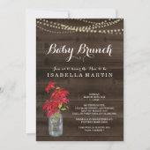 Uitnodiging voor kerst Baby Brunch - Poinsettia (Voorkant)