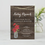 Uitnodiging voor kerst Baby Brunch - Poinsettia (Staand voorkant)