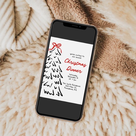 Uitnodiging voor Kerst Dinner Feestje met de Hand