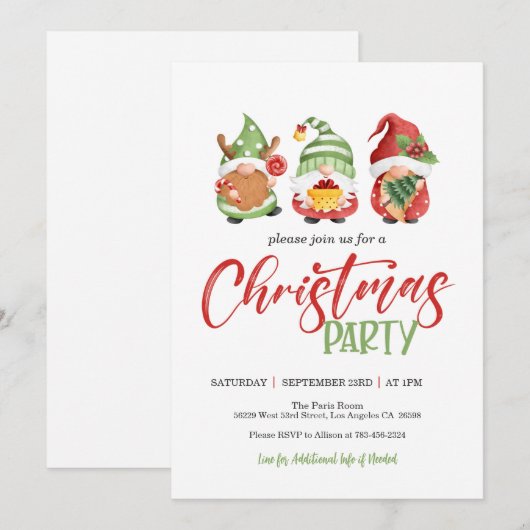 Uitnodiging voor kerst in Gnome (Voorkant / Achterkant)