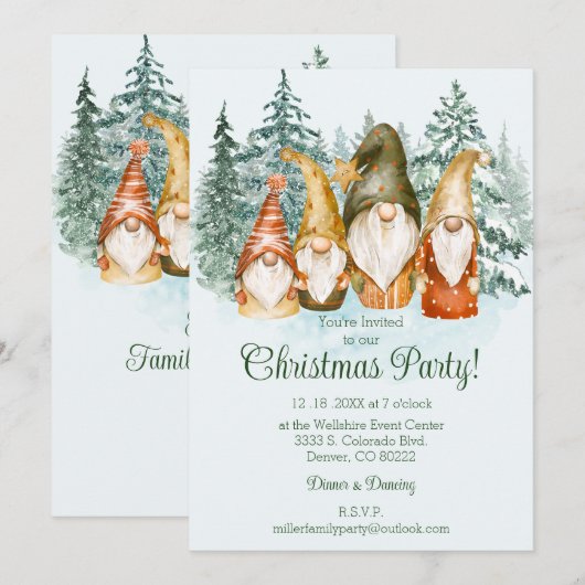 Uitnodiging voor kerst in Gnome (Voorkant / Achterkant)