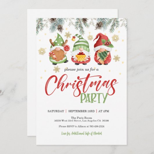 Uitnodiging voor kerst in Gnoome - Border (Voorkant / Achterkant)