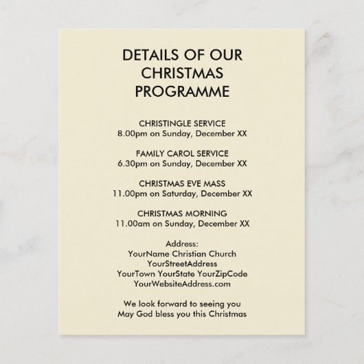 Uitnodiging voor kerst in Joy Pudding Church (Achterkant)