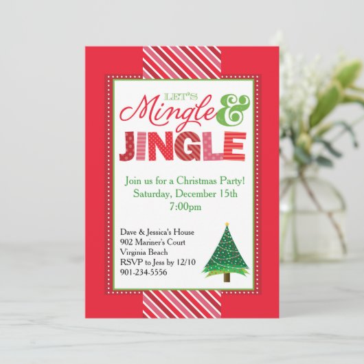 Uitnodiging voor kerst in Mingle en Jingle (Staand voorkant)