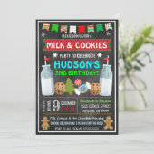 Uitnodiging voor kerst met melk en koekjes (Staand voorkant)