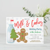 Uitnodiging voor kerst van melk en koekjes (Staand voorkant)