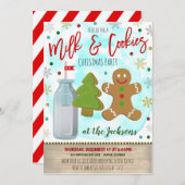 Uitnodiging voor kerst van melk en koekjes (Voorkant / Achterkant)