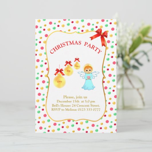 Uitnodiging voor kerstangel (Staand voorkant)