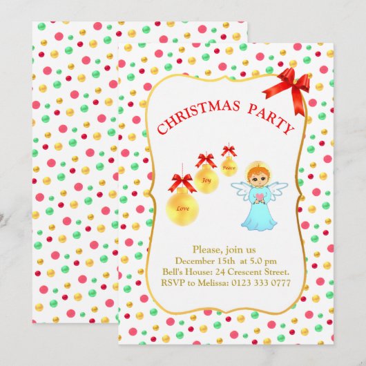 Uitnodiging voor kerstangel (Voorkant / Achterkant)