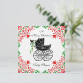 Uitnodiging voor kerstBaby shower (Staand voorkant)