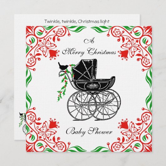 Uitnodiging voor kerstBaby shower (Voorkant / Achterkant)