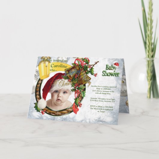 Uitnodiging voor kerstBaby shower (Voorkant)