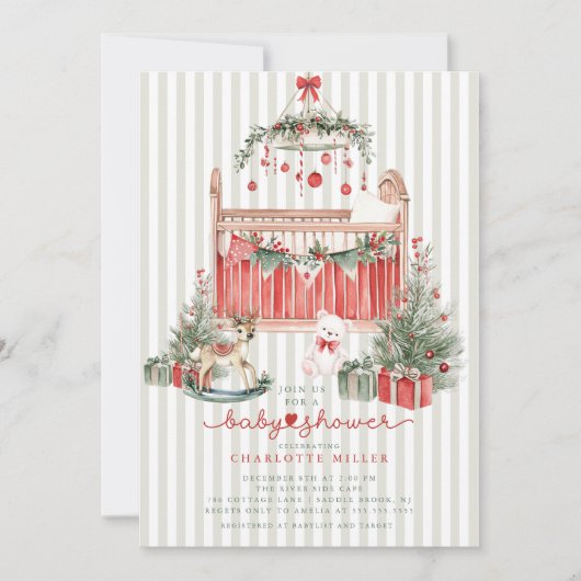 Uitnodiging voor kerstBaby shower (Voorkant)