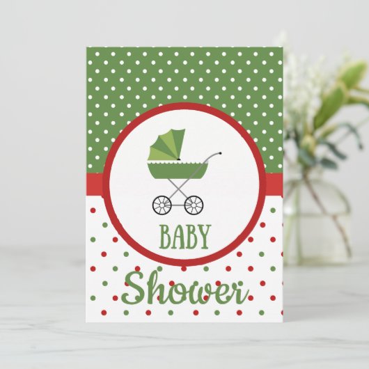Uitnodiging voor kerstBaby shower (Staand voorkant)
