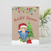 Uitnodiging voor kerstBaby shower (Staand voorkant)