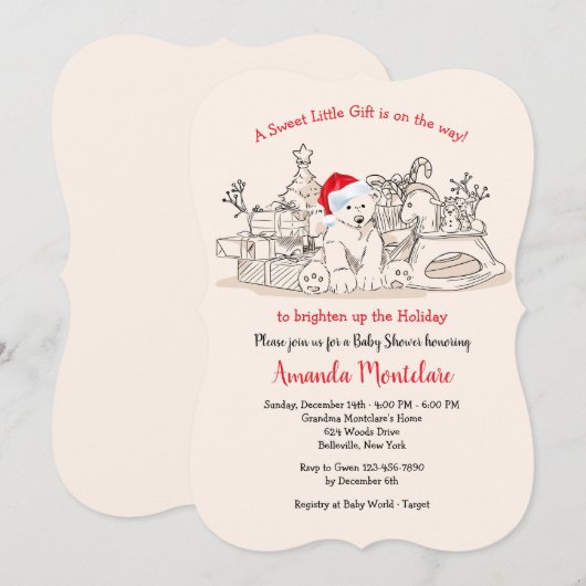 Uitnodiging voor kerstBaby shower (Voorkant / Achterkant)