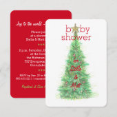 Uitnodiging voor kerstBaby shower - Baby Girl (Voorkant / Achterkant)