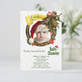 Uitnodiging voor kerstBaby shower Informatiekaartje (Staand voorkant)