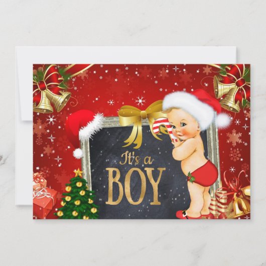 Uitnodiging voor kerstBaby shower met Vintage (Voorkant)