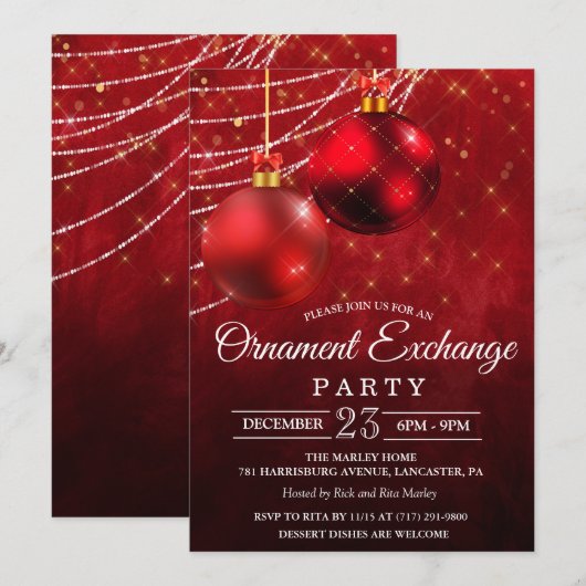 Uitnodiging voor Kerstbal Uitwisseling (Voorkant / Achterkant)