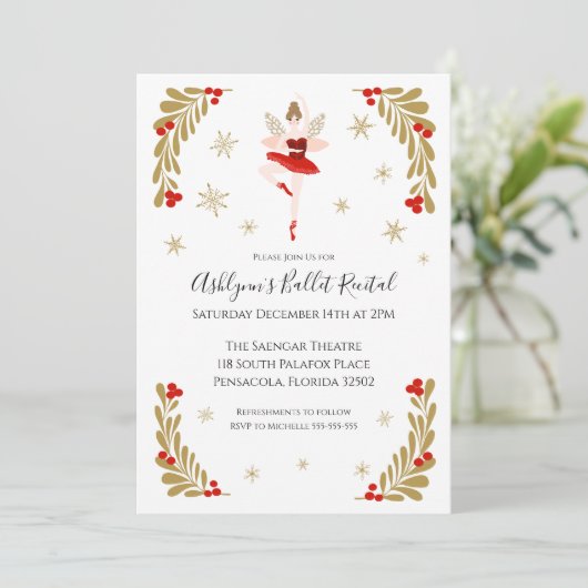 Uitnodiging voor kerstballetoverweging (Staand voorkant)