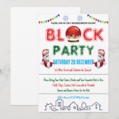 Uitnodiging voor kerstblokfeest in de buurt (Voorkant / Achterkant)