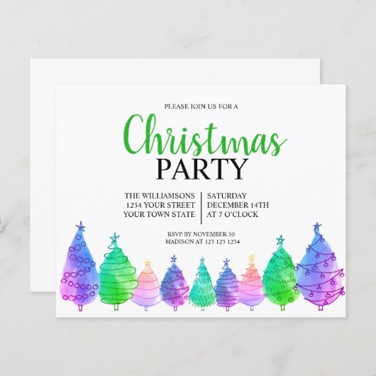 Uitnodiging voor kerstbomen (Voorkant / Achterkant)