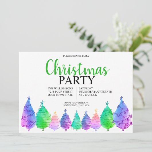 Uitnodiging voor kerstbomen (Staand voorkant)