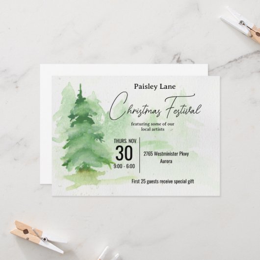 Uitnodiging voor Kerstboom Festival (Voorkant / Achterkant in situ)