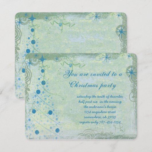 Uitnodiging voor kerstboomblauw (Voorkant / Achterkant)