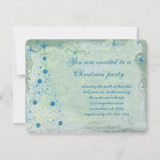 Uitnodiging voor kerstboomblauw (Voorkant)
