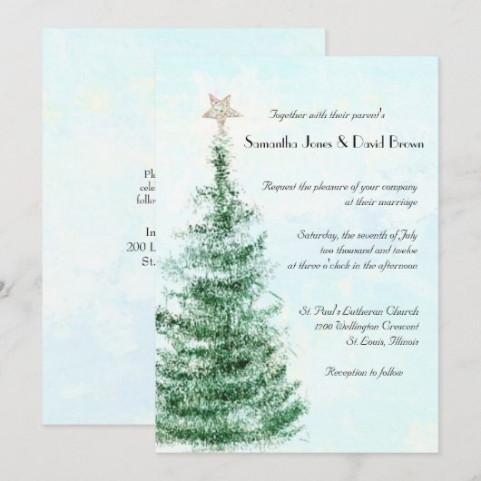 Uitnodiging voor kerstboombruiloft (Voorkant / Achterkant)