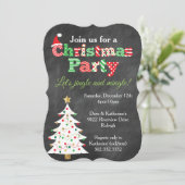 Uitnodiging voor kerstboomfeest met Chalkboard (Staand voorkant)