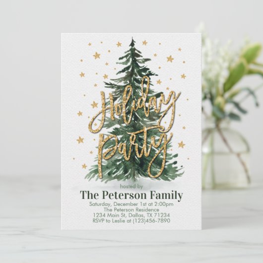 Uitnodiging voor kerstboomfeestjes (Staand voorkant)