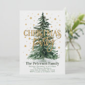 Uitnodiging voor kerstboomfeestjes (Staand voorkant)
