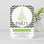 Uitnodiging voor kerstboomversiering in Chevron (Staand voorkant)