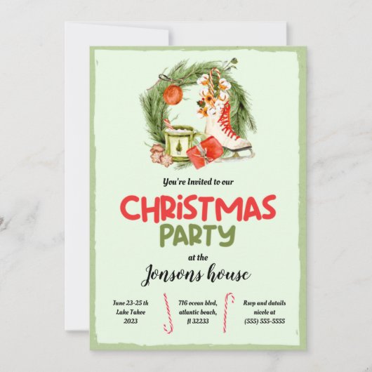 Uitnodiging voor kerstboomwinterfeest (Voorkant)