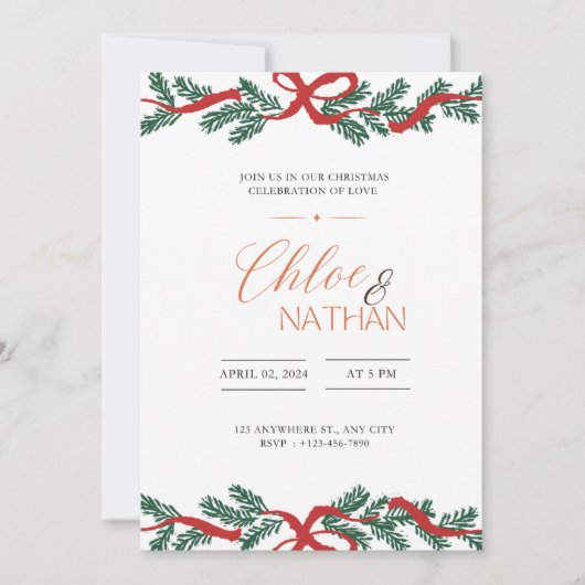  uitnodiging voor kerstbruiloft (Voorkant)