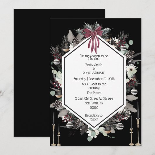 Uitnodiging voor kerstbruiloft (Voorkant / Achterkant)