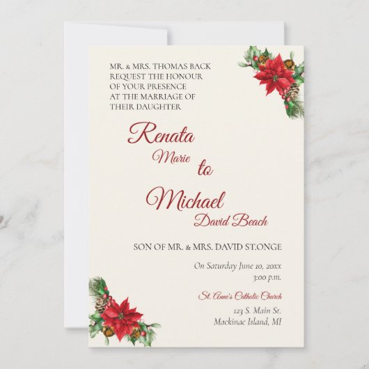 Uitnodiging voor kerstbruiloft (Voorkant)