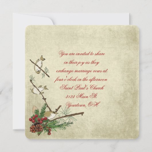 Uitnodiging voor kerstbruiloft (Achterkant)