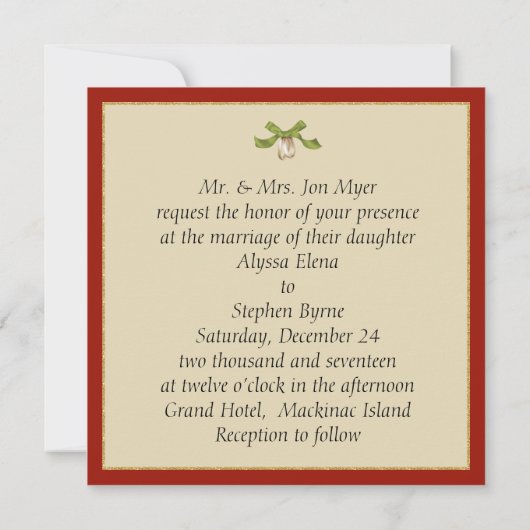 Uitnodiging voor kerstbruiloft (Achterkant)