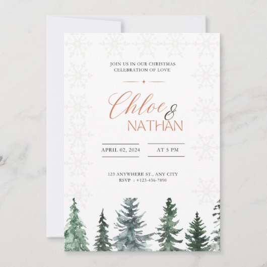  uitnodiging voor kerstbruiloft (Voorkant)