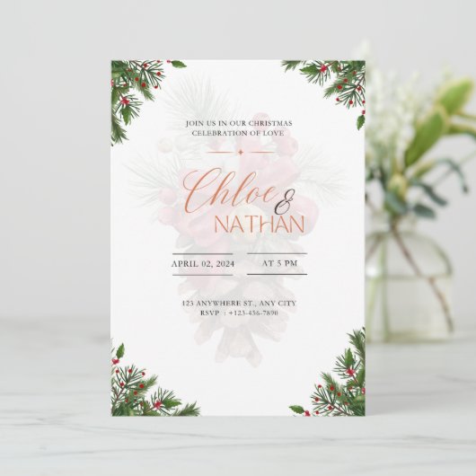  uitnodiging voor kerstbruiloft (Staand voorkant)