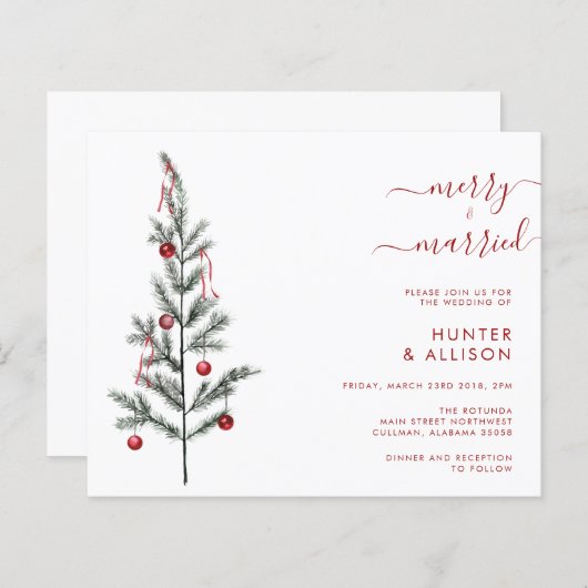 Uitnodiging voor kerstbruiloft (Voorkant / Achterkant)