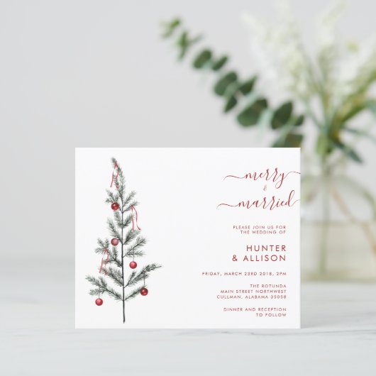 Uitnodiging voor kerstbruiloft (Staand voorkant)
