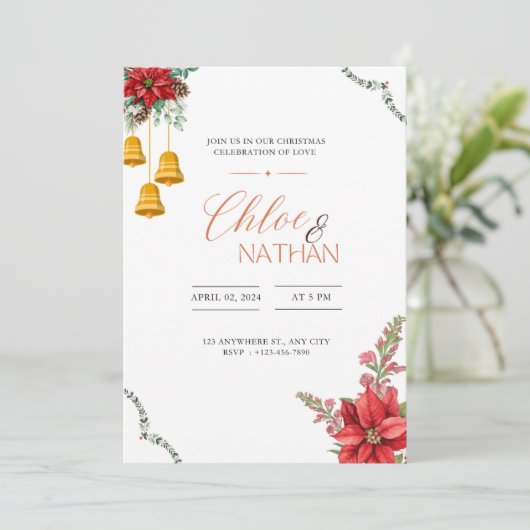uitnodiging voor kerstbruiloft (Staand voorkant)