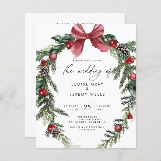 Uitnodiging voor kerstbruiloft (Voorkant / Achterkant)